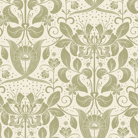 Manhattan Comfort Lorient Berit Olive Floral Crest 33 ft L X 209 in W Wallpaper BR4080-83127